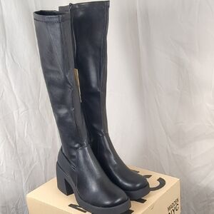 Madden NYC Black Knee High Platform Lug Boots 9